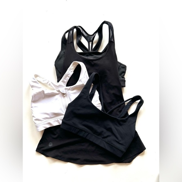 Athleta XS bundle. Exhale bra, ultimate zip front bra, flow 2 in 1 tank - Picture 1 of 15